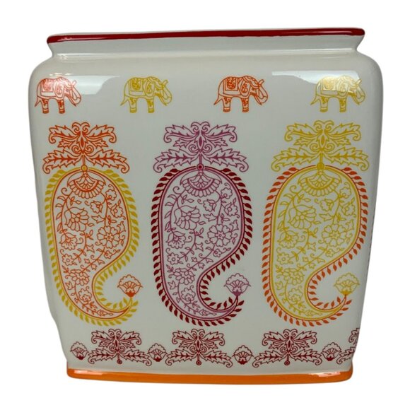 Creative Bath Products Silk Road Ceramic Tissue Box Cover Elephant Paisley - Picture 5 of 9